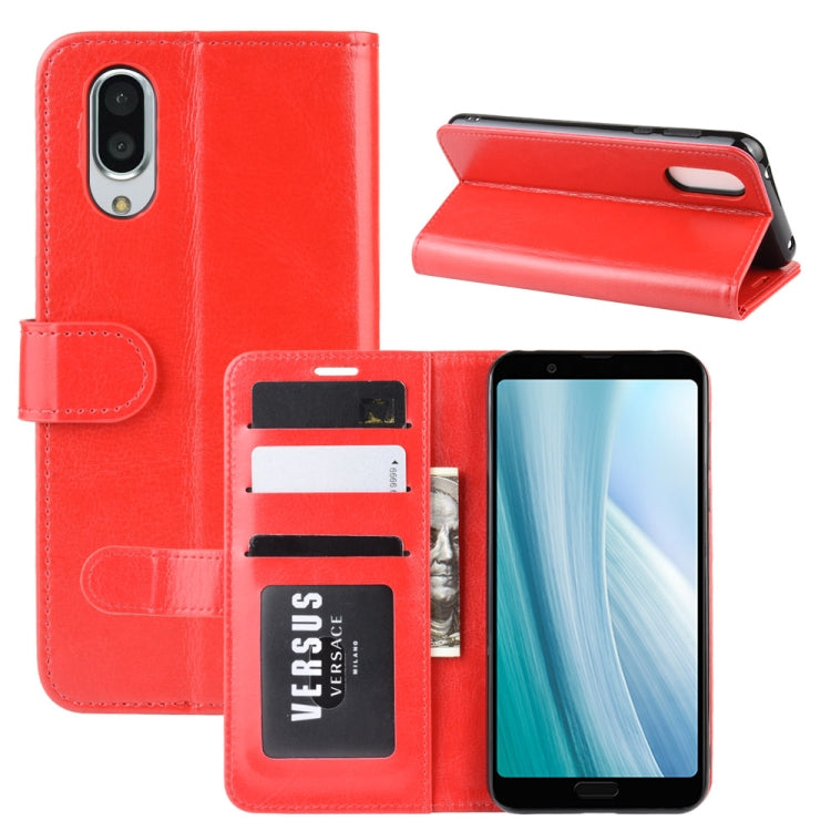 For AQUOS Sense 3 Plus  R64 Texture Single Fold Horizontal Flip Leather Case with Holder & Card Slots & Wallet