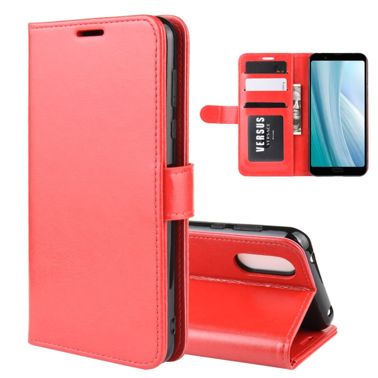 For AQUOS Sense 3 Plus  R64 Texture Single Fold Horizontal Flip Leather Case with Holder & Card Slots & Wallet