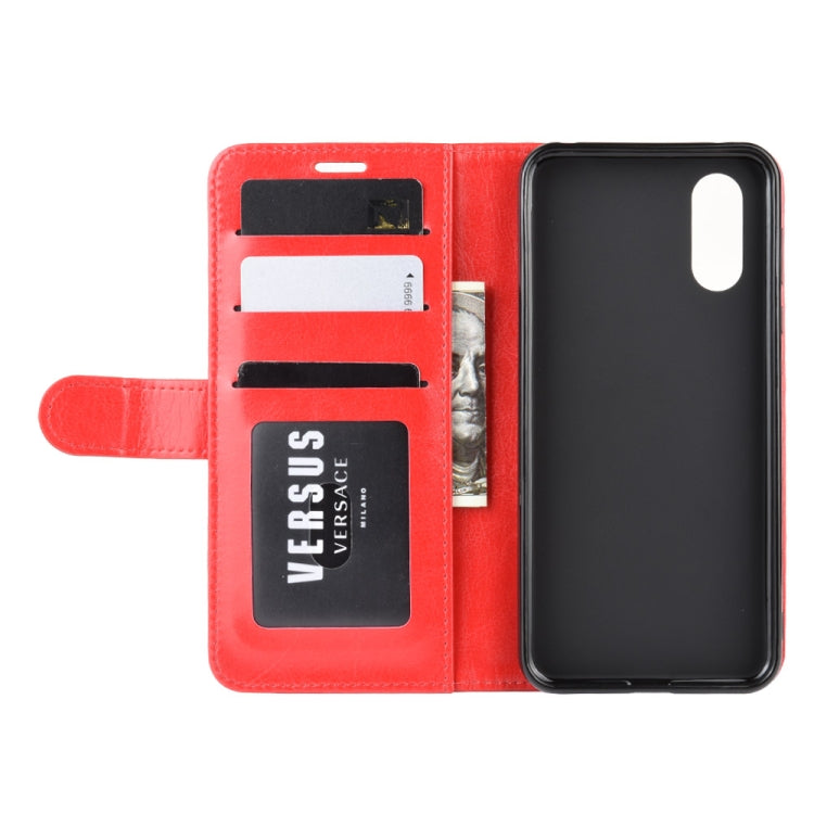 For AQUOS Sense 3 Plus  R64 Texture Single Fold Horizontal Flip Leather Case with Holder & Card Slots & Wallet