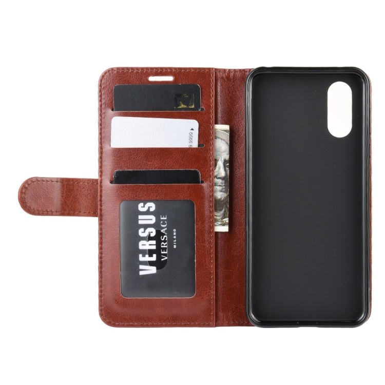 For AQUOS Sense 3 Plus  R64 Texture Single Fold Horizontal Flip Leather Case with Holder & Card Slots & Wallet
