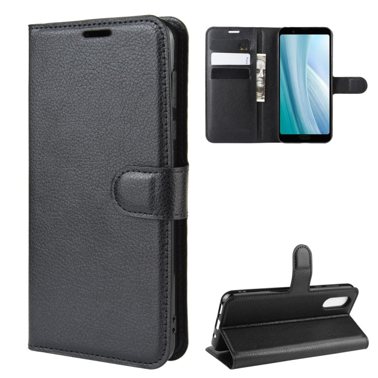 For Sharp Aquos Sense 3 Plus Litchi Texture Horizontal Flip Leather Case with Wallet & Holder & Card Slots