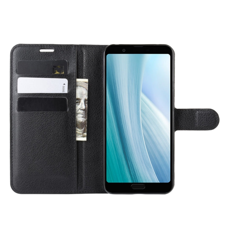 For Sharp Aquos Sense 3 Plus Litchi Texture Horizontal Flip Leather Case with Wallet & Holder & Card Slots