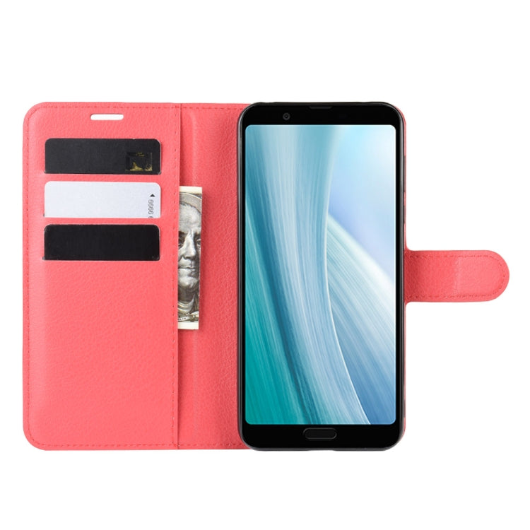 For Sharp Aquos Sense 3 Plus Litchi Texture Horizontal Flip Leather Case with Wallet & Holder & Card Slots