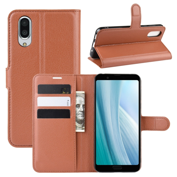For Sharp Aquos Sense 3 Plus Litchi Texture Horizontal Flip Leather Case with Wallet & Holder & Card Slots