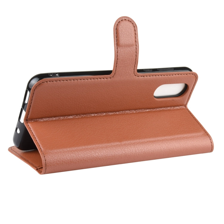 For Sharp Aquos Sense 3 Plus Litchi Texture Horizontal Flip Leather Case with Wallet & Holder & Card Slots