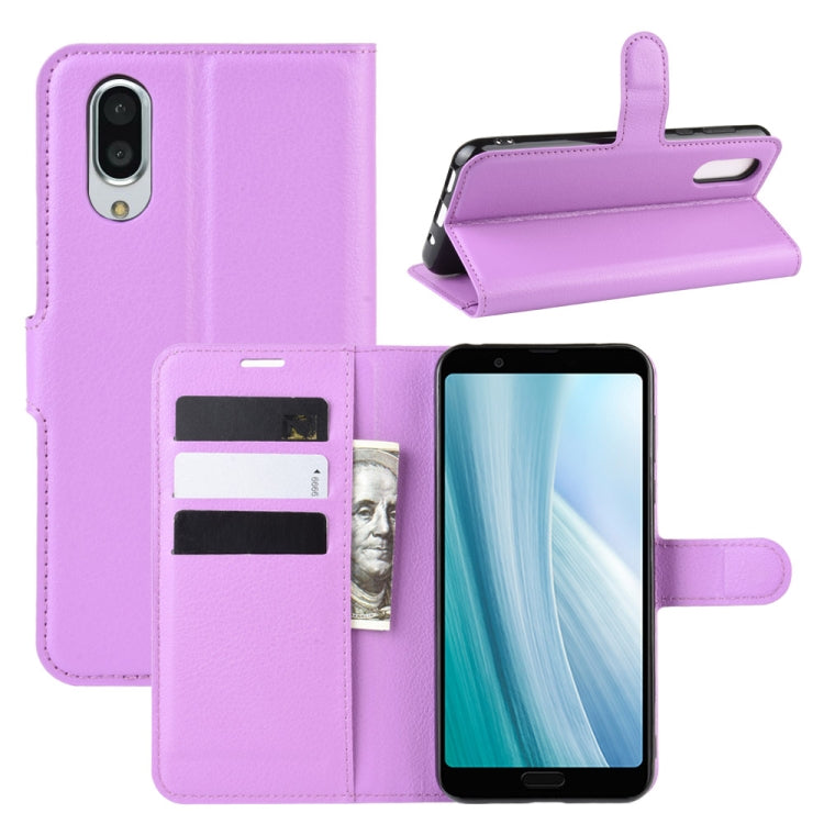 For Sharp Aquos Sense 3 Plus Litchi Texture Horizontal Flip Leather Case with Wallet & Holder & Card Slots