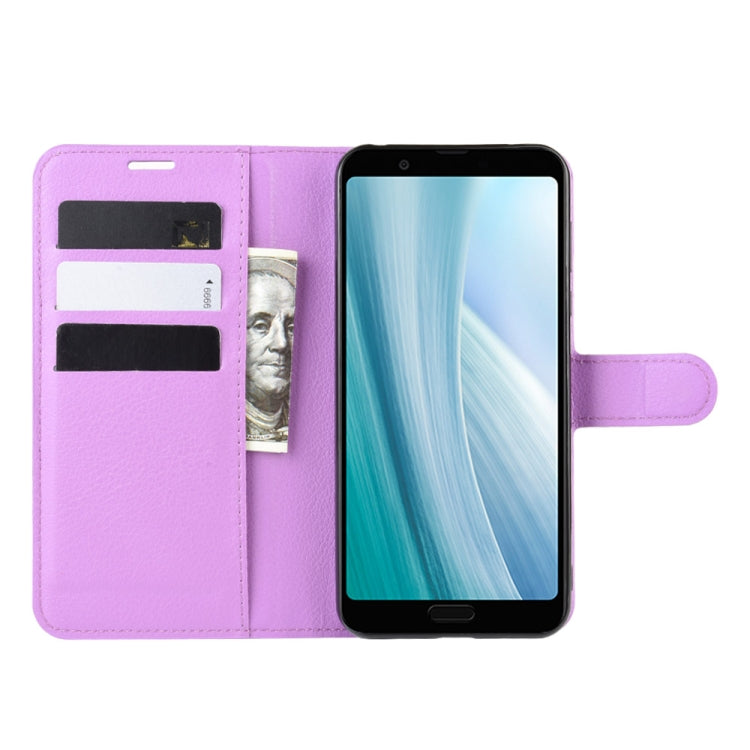For Sharp Aquos Sense 3 Plus Litchi Texture Horizontal Flip Leather Case with Wallet & Holder & Card Slots