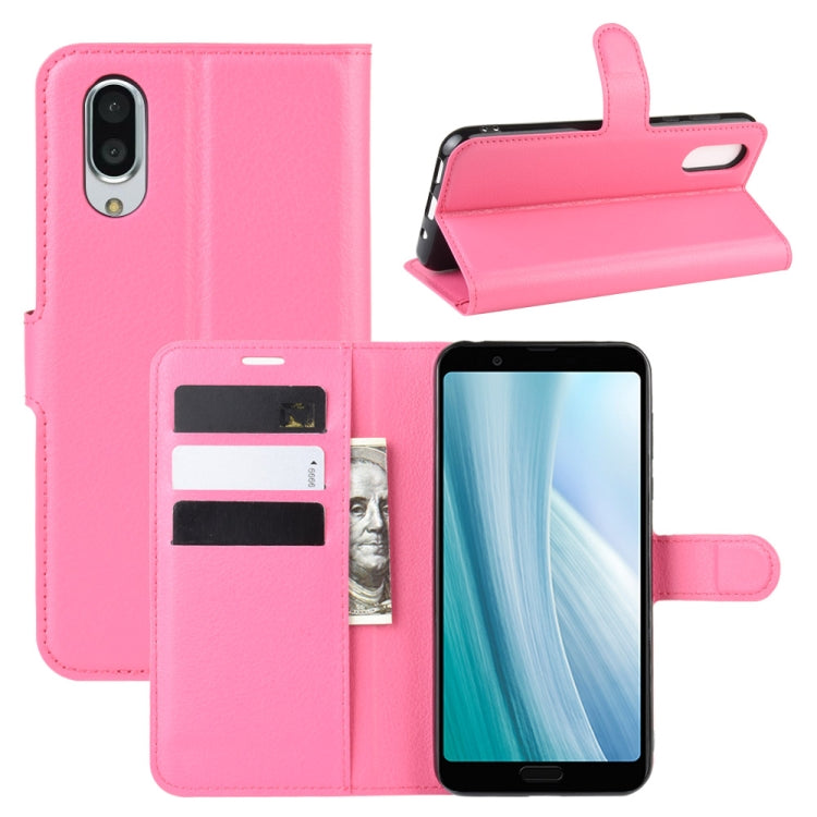 For Sharp Aquos Sense 3 Plus Litchi Texture Horizontal Flip Leather Case with Wallet & Holder & Card Slots