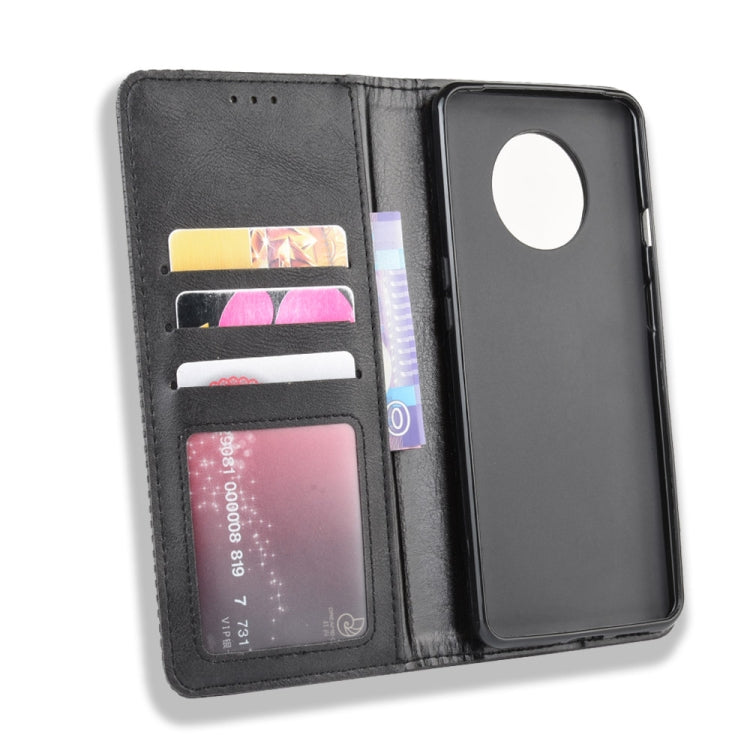For OnePlus 7T  Magnetic Buckle Retro Crazy Horse Texture Horizontal Flip Leather Case  , with Holder & Card Slots & Photo Frame