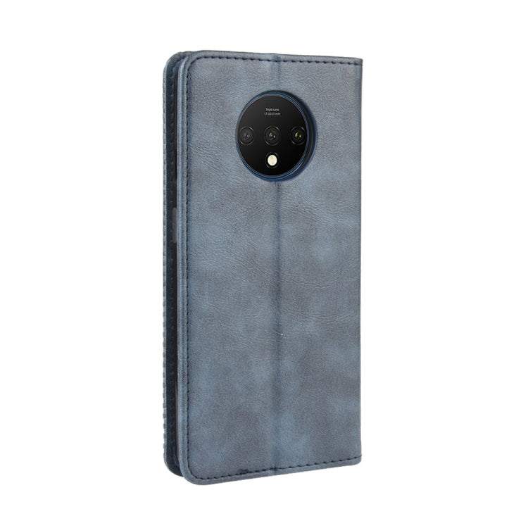 For OnePlus 7T  Magnetic Buckle Retro Crazy Horse Texture Horizontal Flip Leather Case  , with Holder & Card Slots & Photo Frame