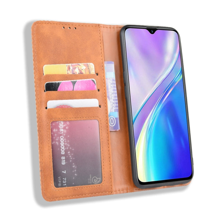 For Oppo Realme XT / Realme X2 / K5   Magnetic Buckle Retro Crazy Horse Texture Horizontal Flip Leather Case with Holder & Card Slots & Photo Frame