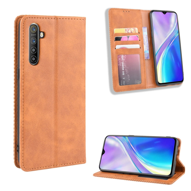 For Oppo Realme XT / Realme X2 / K5   Magnetic Buckle Retro Crazy Horse Texture Horizontal Flip Leather Case with Holder & Card Slots & Photo Frame
