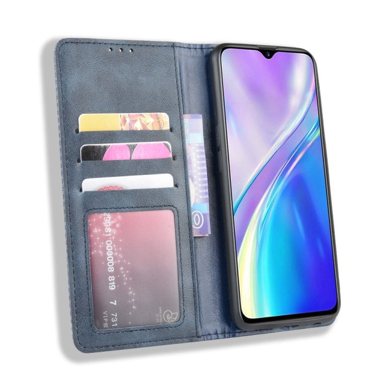 For Oppo Realme XT / Realme X2 / K5   Magnetic Buckle Retro Crazy Horse Texture Horizontal Flip Leather Case with Holder & Card Slots & Photo Frame