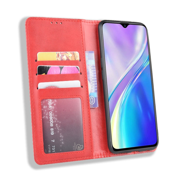 For Oppo Realme XT / Realme X2 / K5   Magnetic Buckle Retro Crazy Horse Texture Horizontal Flip Leather Case with Holder & Card Slots & Photo Frame