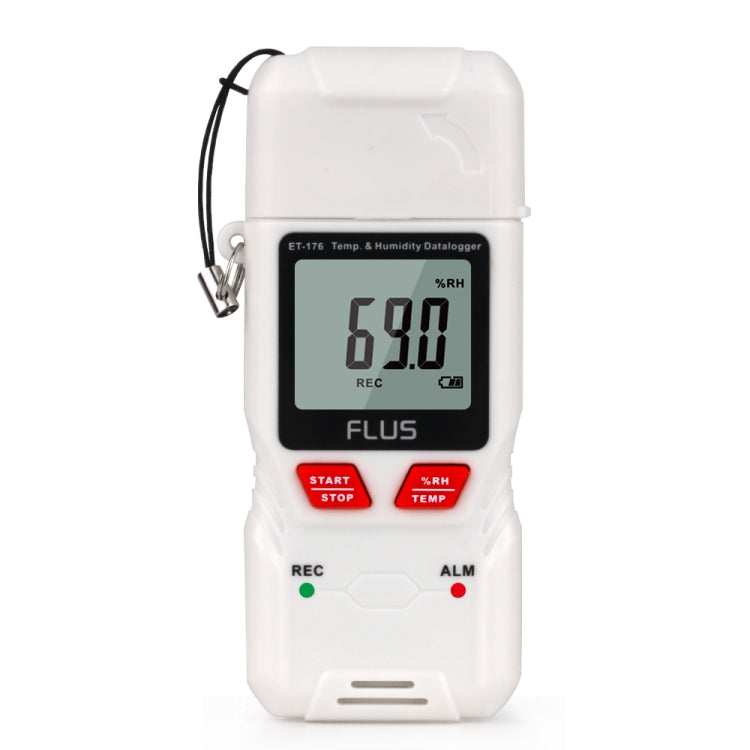 FLUS ET-176 Humidity Datalogger Thermometer Handheld Digital Non-contact Mini Hygrometer LED High/Low Temperature Indicator