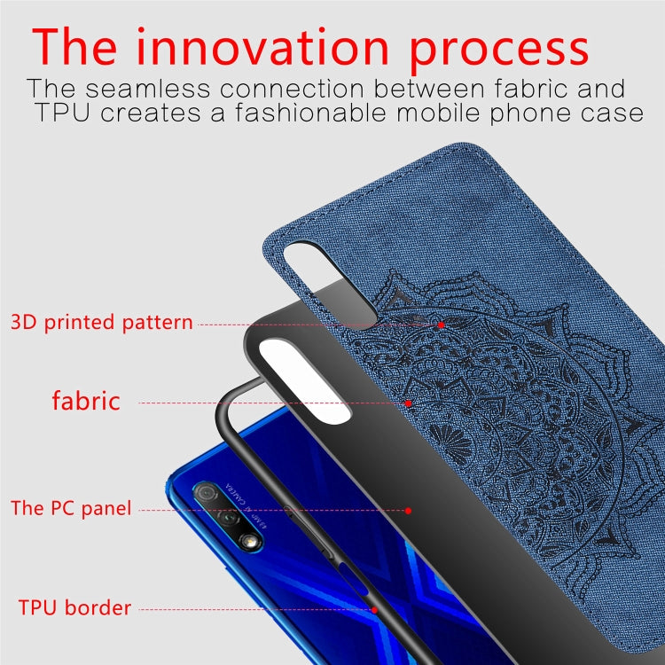 For Huawei Honor 9X    Embossed Mandala Pattern PC + TPU + Fabric Phone Case with Lanyard & Magnetic