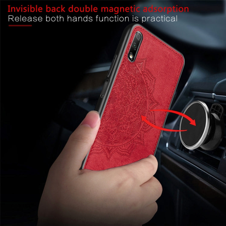 For Huawei Honor 9X    Embossed Mandala Pattern PC + TPU + Fabric Phone Case with Lanyard & Magnetic