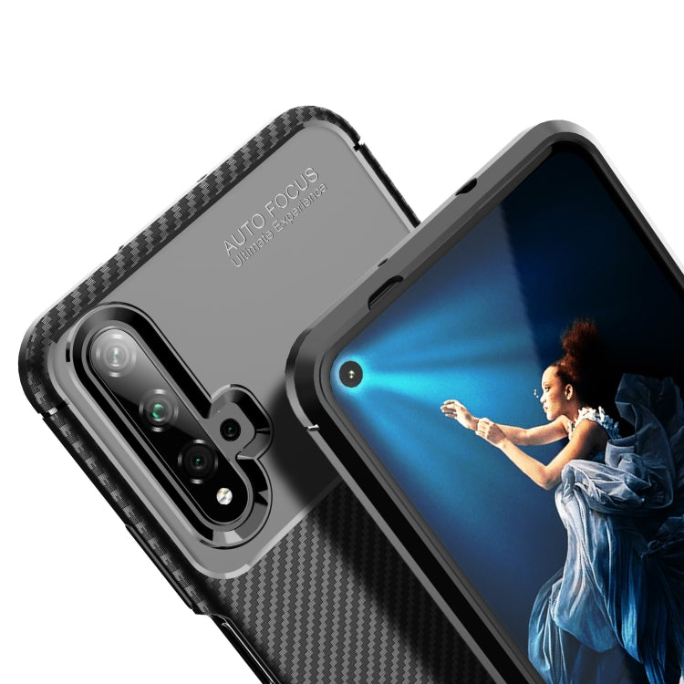 For Huawei Nova 5T Carbon Fiber Texture Shockproof TPU Case for(Blue)