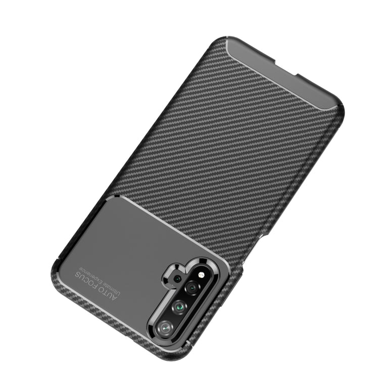 For Huawei Nova 5T Carbon Fiber Texture Shockproof TPU Case for(Blue)