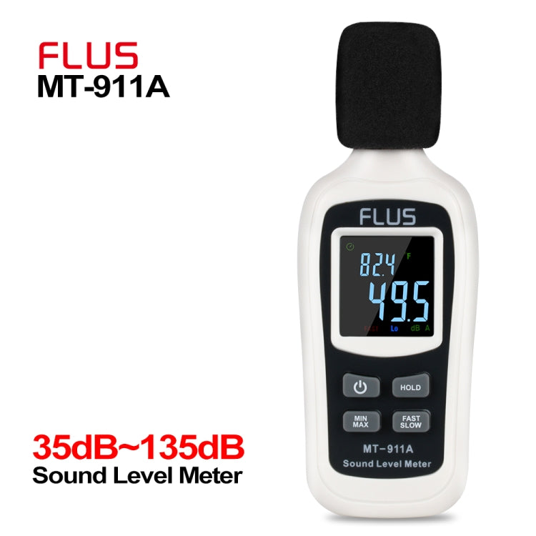 FLUS  MT-911A  Sound Level Meter Thermometer Digital Sound Level Meter Sonometros Noise Audio Level Meter Color LCD Display Decibels Meter