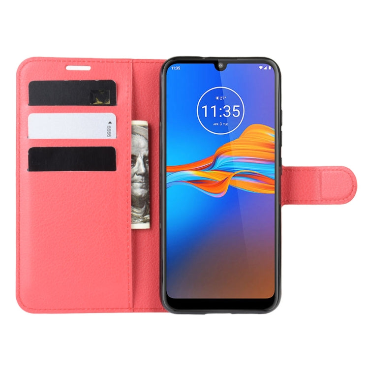 For MOTO E6 Plus Litchi Texture Horizontal Flip Leather Case with Wallet & Holder & Card Slots