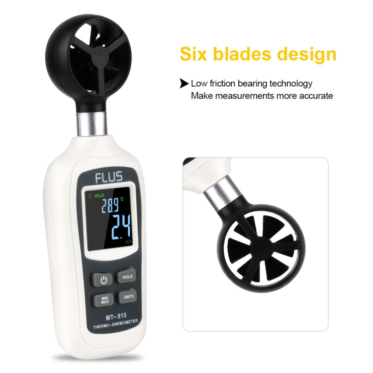 FLUS MT-915 Portable Anemometer Thermometer Mini Wind Speed Gauge Meter Anemometro Windmeter LCD Display Digital Handheld Tester
