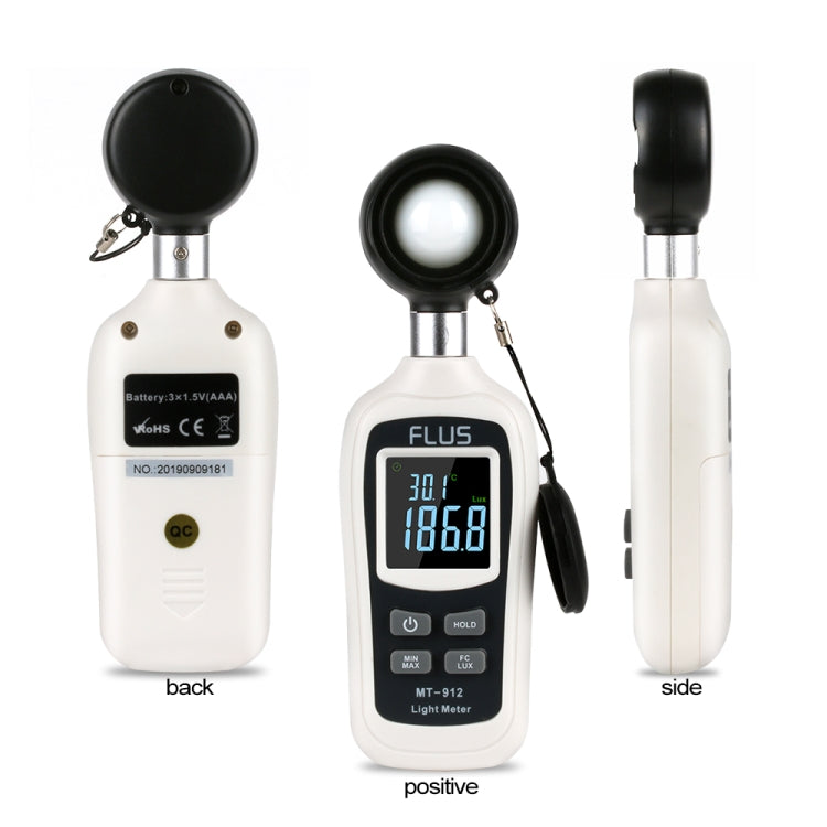 FLUS MT-912 Digital Light Luxmeter Meter Temperature 0-20000 Lux Illuminometer Luminometer Photometer Lux/FC Tester Light Meter