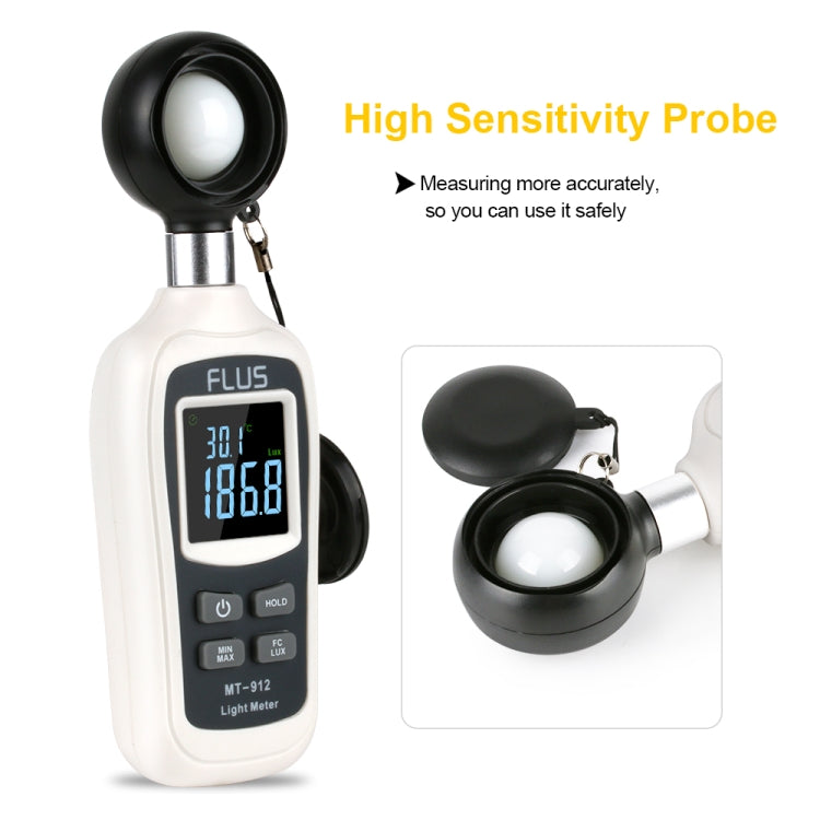 FLUS MT-912 Digital Light Luxmeter Meter Temperature 0-20000 Lux Illuminometer Luminometer Photometer Lux/FC Tester Light Meter