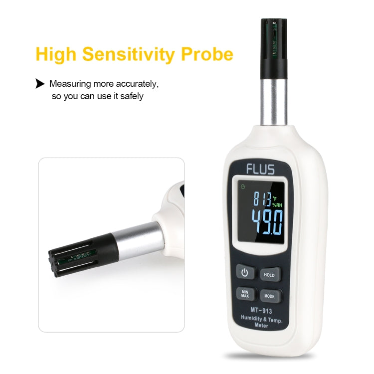 FLUS MT-913 Humidity Temperature Thermometer Handheld Portable Digital Non-contact Mini Hygrometer Temperature Meter