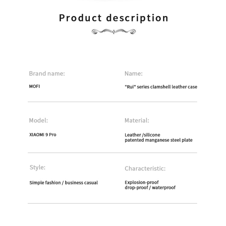 For Xiaomi  Mi 9 Pro MOFI Rui Series Classical Leather Flip Leather Case With Bracket Embedded Steel Plate All-inclusive