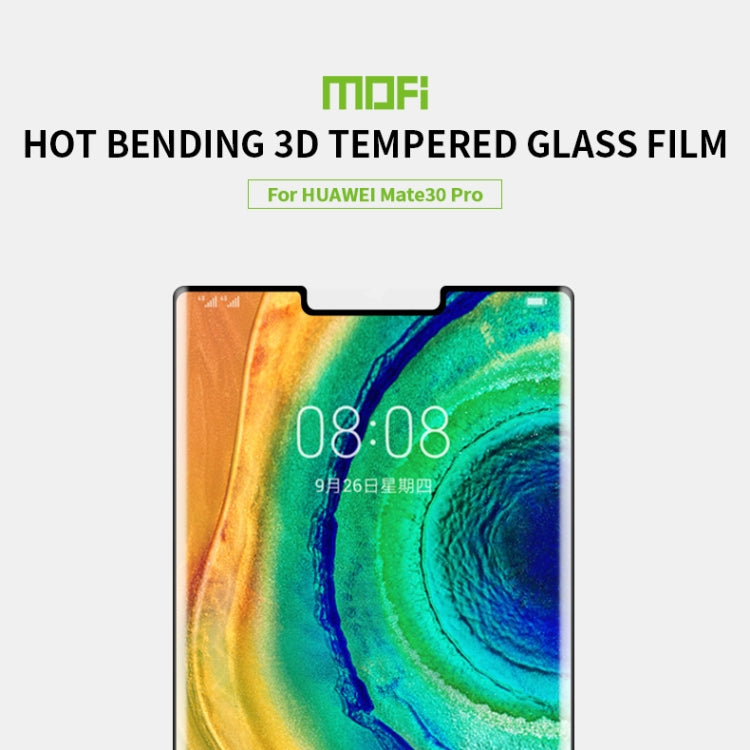 For Huawei Mate 30 Pro MOFI 9H 3D Explosion Proof Thermal Bending Full Screen Covered With Tempered Glass Film(Black)