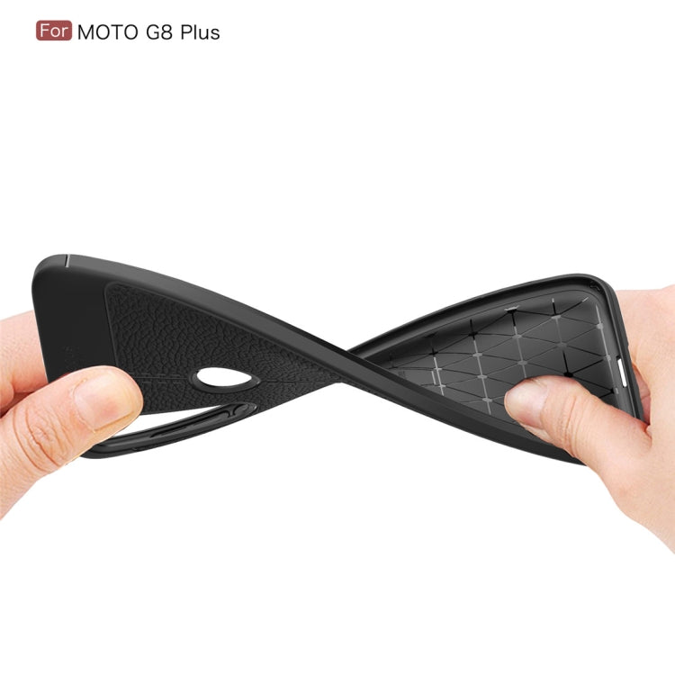 For Moto G8 Plus   Litchi Texture TPU Shockproof Case(Red)