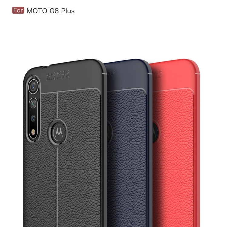 For Moto G8 Plus   Litchi Texture TPU Shockproof Case(Red)