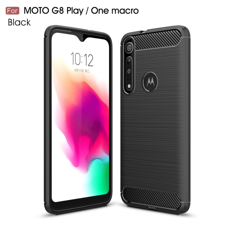 For Moto G8 Play Brushed Texture Carbon Fiber TPU Case