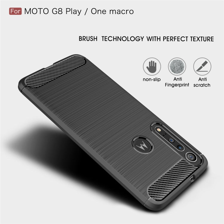 For Moto G8 Play Brushed Texture Carbon Fiber TPU Case