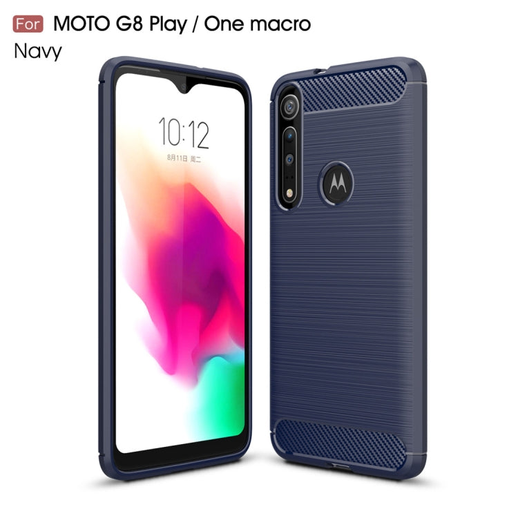 For Moto G8 Play Brushed Texture Carbon Fiber TPU Case