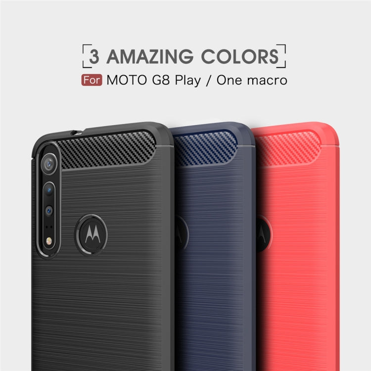 For Moto G8 Play Brushed Texture Carbon Fiber TPU Case