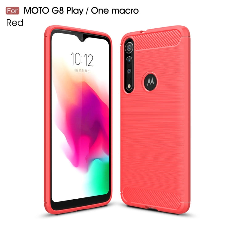 For Moto G8 Play Brushed Texture Carbon Fiber TPU Case