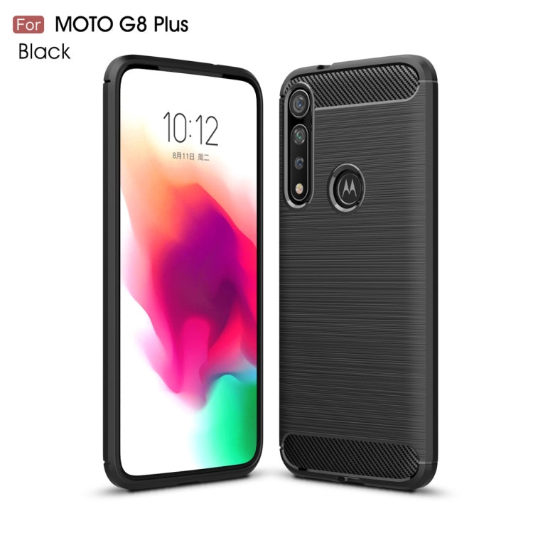For Moto G8 Plus Brushed Texture Carbon Fiber TPU Case