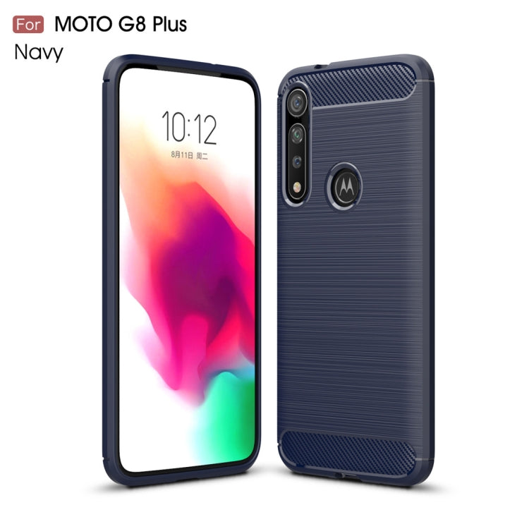For Moto G8 Plus Brushed Texture Carbon Fiber TPU Case