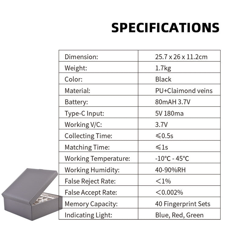 Fingerprint Lock Jewelry Box Jewelry Storage Box Jewelry Box Anti-Theft Fingerprint Jewelry Box