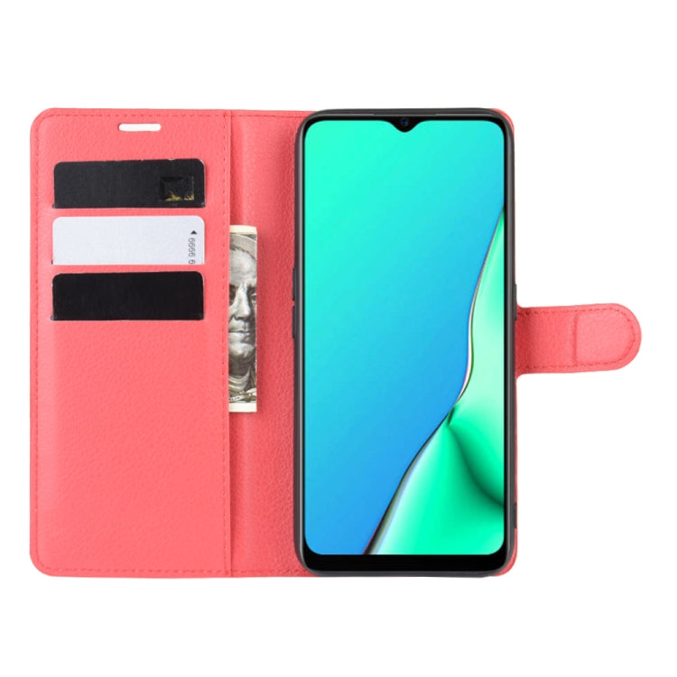 For OPPO A9 (2020) Litchi Texture Horizontal Flip Leather Case with Wallet & Holder & Card Slots