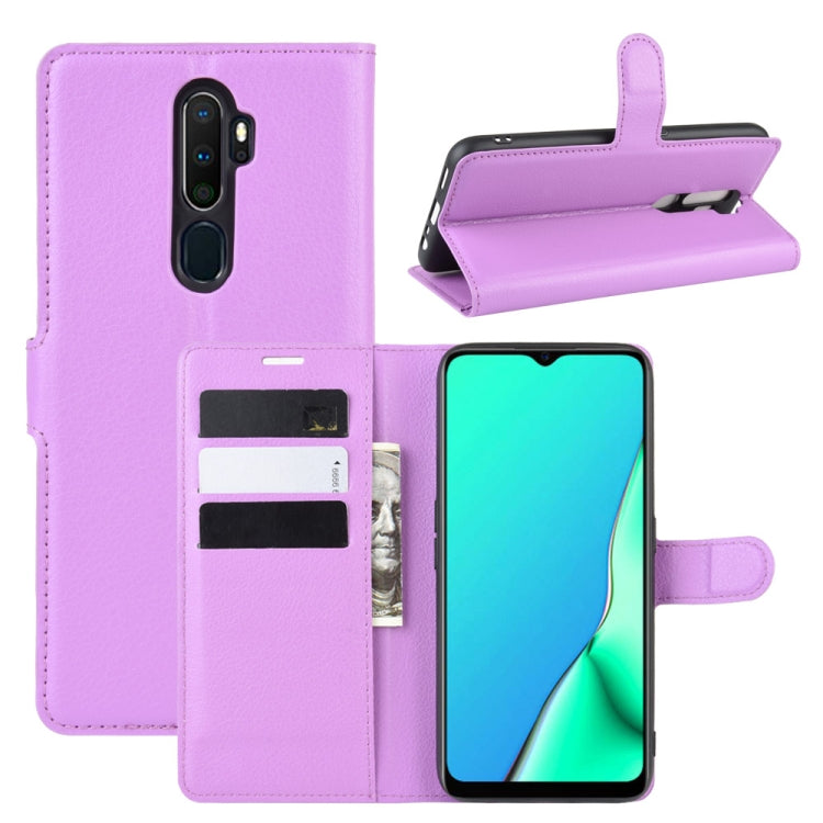 For OPPO A9 (2020) Litchi Texture Horizontal Flip Leather Case with Wallet & Holder & Card Slots