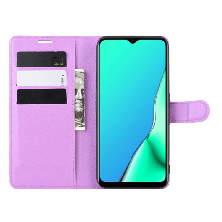 For OPPO A9 (2020) Litchi Texture Horizontal Flip Leather Case with Wallet & Holder & Card Slots