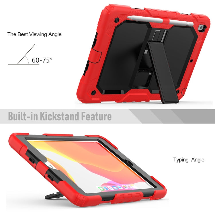 For iPad 10.2 Shockproof Transparent PC + Silica Gel Protective Case , with Holder & Shoulder Strap & Pen Slot