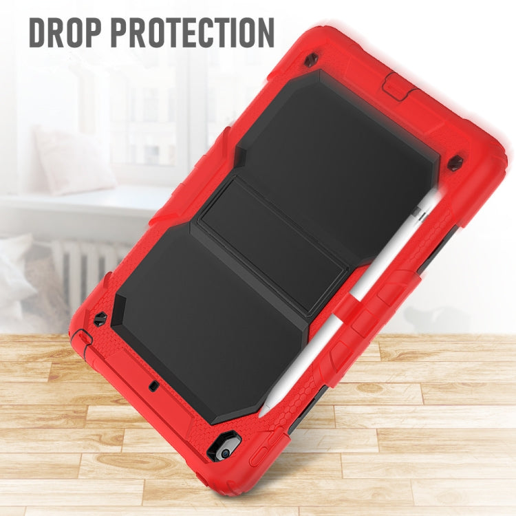 For iPad 10.2 Shockproof Transparent PC + Silica Gel Protective Case , with Holder & Shoulder Strap & Pen Slot