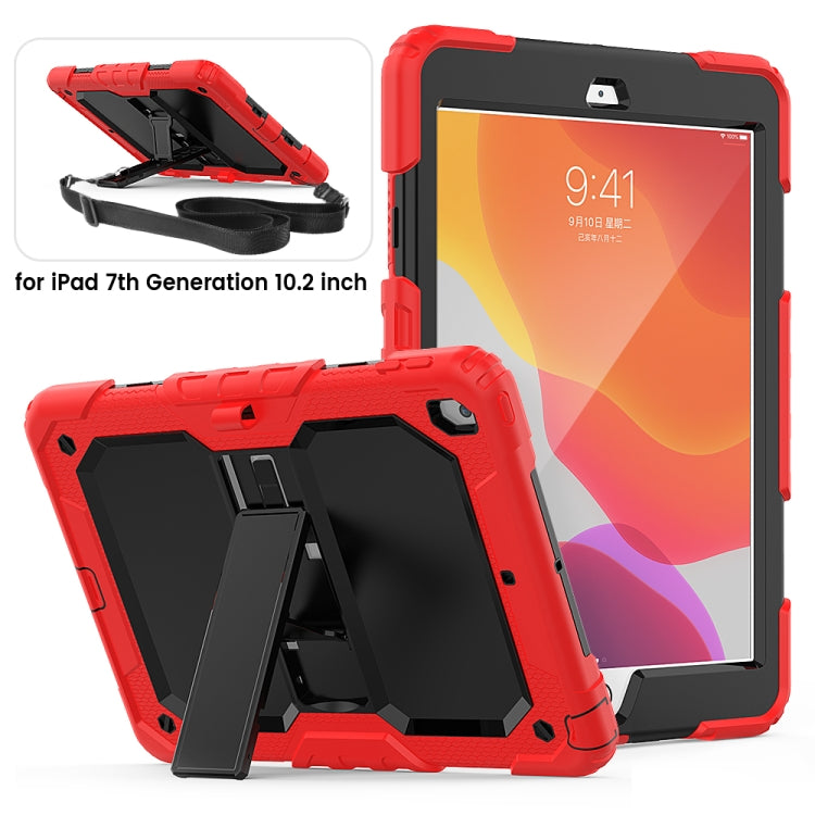 For iPad 10.2 Shockproof Transparent PC + Silica Gel Protective Case , with Holder & Shoulder Strap & Pen Slot