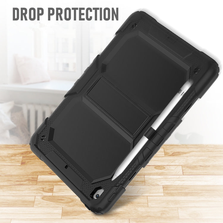 For iPad 10.2 Shockproof Transparent PC + Silica Gel Protective Case , with Holder & Shoulder Strap & Pen Slot