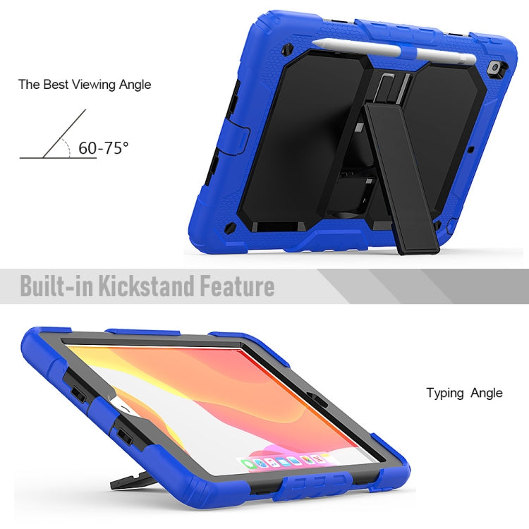 For iPad 10.2 Shockproof Transparent PC + Silica Gel Protective Case , with Holder & Shoulder Strap & Pen Slot