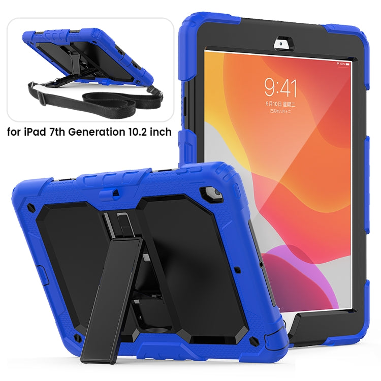 For iPad 10.2 Shockproof Transparent PC + Silica Gel Protective Case , with Holder & Shoulder Strap & Pen Slot